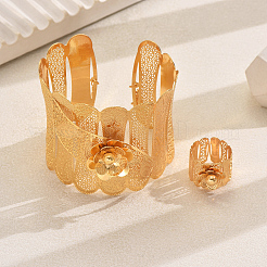Iron Hollow Flower Cuff Bangles & Rings Set for Women&nbsp;SF4026