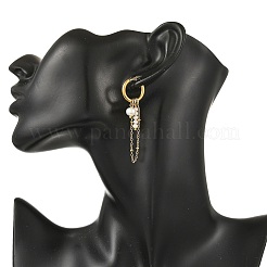 Natural Cultured Freshwater Pearl Hoop Earrings&nbsp;EJEW-JE07491