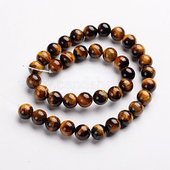 Round Natural Tiger Eye Gemstone Bead Strands&nbsp;G-J333-03-12mm