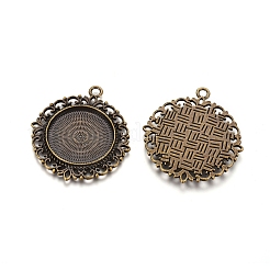 Tibetan Style Pendant Cabochon Settings&nbsp;X-TIBEP-R129-AB-FF