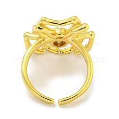 Rack Plating Brass Micro Pave Cubic Zirconia Spider Open Cuff Rings for Women&nbsp;RJEW-I104-22G