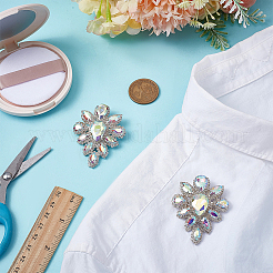 2Pcs Silver Alloy Glass Brooch&nbsp;JEWB-FG0001-55B