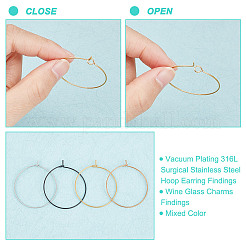 PVD Vacuum Plating 316L Surgical Stainless Steel Hoop Earring Findings&nbsp;STAS-UN0002-86