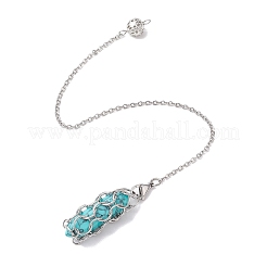 304 Stainless Steel Chain Macrame Pouch Empty Stone Holder Dowsing Pendulums&nbsp;PALLOY-JF02877-02