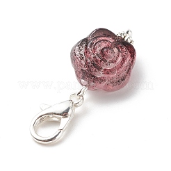 Acrylic Rose Flower Pendants Decoration&nbsp;HJEW-JM00739-02