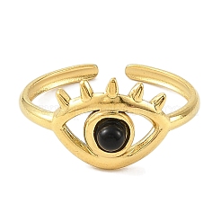 Natural Dyed & Heated Black Agate Finger Rings&nbsp;RJEW-F166-56G