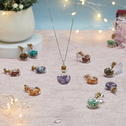 2 Sets Mixed Stone Chip Heart Glass Wishing Bottle Pendants&nbsp;FIND-DC0005-62