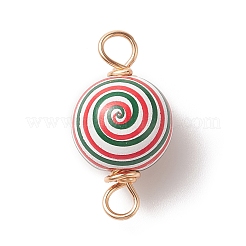 Copper Wire Wrapped Natural Wooden Connector Charms&nbsp;PALLOY-JF02038