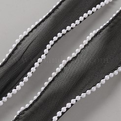 5 Yards Organza Ribbon with Plastic Pearl Beads&nbsp;OCOR-WH0091-58B