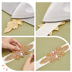 2Pcs 2 Style Flower Pattern Hotfix Rhinestone&nbsp;DIY-WR0003-50