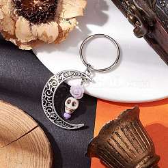 5Pcs Alloy & Synthetic Turquoise & Resin Keychain&nbsp;KEYC-JKC00777-02