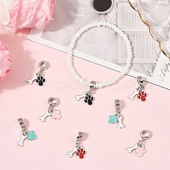8Pcs 4 Colors Alloy Enamel European Dangle Charms&nbsp;FIND-YW0013-09