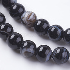 Round Dyed & Heated Natural Striped Agate/Banded Agate Beads Strands&nbsp;X-G-G582-6mm-07