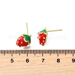Strawberry Brass Stud Earrings&nbsp;EJEW-V011-04G