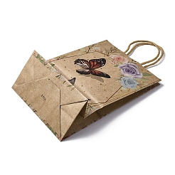 Flower Butterfly Pattern Kraft Paper Bags&nbsp;CARB-F012-03B