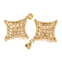 Brass Micro Pave Clear Cubic Zirconia Pendants&nbsp;KK-B184-01G-10