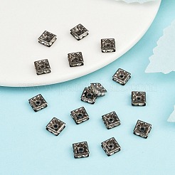 Brass Rhinestone Spacer Beads&nbsp;RB-A013-7x7-01B