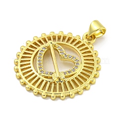 Rack Plating Brass Micro Pave Clear Cubic Zirconia Pendant&nbsp;KK-B091-34G