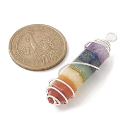 7 Chakra Gemstone Double Terminal Pointed Pendants&nbsp;PALLOY-TA00057-03