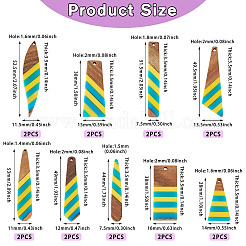 18Pcs 9 Styles Epoxy Resin & Walnut Wood Pendants&nbsp;RESI-TA0003-88B