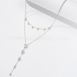 925 Sterling Silver Pave 5A Clear Cubic Zirconia Teardrop Pendant Y Necklaces&nbsp;SE-CBA9BBC-15P