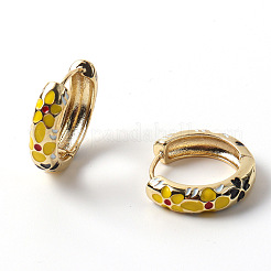 Flower Enamel Hoop Earrings&nbsp;EJEW-G290-03G-B