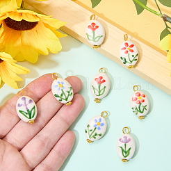 8Pcs 4 Styles Handmade Porcelain Pendants&nbsp;PALLOY-SW00135