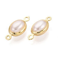 Brass ABS Imitation Pearl Connector Charms&nbsp;KK-N286-02B-G