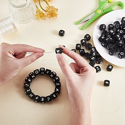 20Pcs Black Cube Letter Silicone Beads 12x12x12mm Square Dice Alphabet Beads with 2mm Hole Spacer Loose Letter Beads for Bracelet Necklace Jewelry Making&nbsp;JX433K