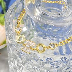 Brass Micro Pave Clear Cubic Zirconia Link Bracelets&nbsp;BJEW-U020-08G