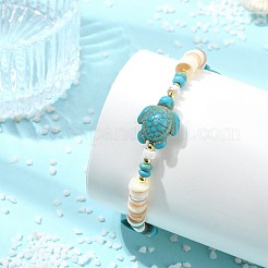 Natural Freshwater Shell & Howlite & Synthetic Turquoise & Opalite & Non-magnetic Hematite Beads Stretch Bracelets for Women&nbsp;BJEW-JB13810-02