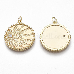 Brass Micro Pave Clear Cubic Zirconia Pendants&nbsp;KK-S356-008G-NF