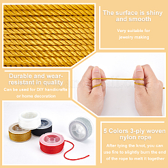 5Rolls 5 Colors 3-ply Nylon Milan Cord&nbsp;OCOR-OC0001-40A