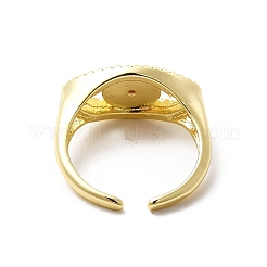 Clear Cubic Zirconia Horse Eye with Enamel Open Cuff Ring&nbsp;KK-H439-57G