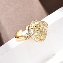 Religion Brass Micro Pave Cubic Zirconia Cuff Open Rings&nbsp;RJEW-F204-06G