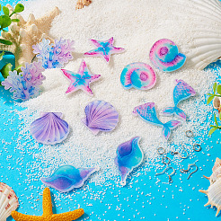 DIY Ocean Themed Acrylic & Stainless Steel Dangle Earring Jewelry Kits&nbsp;DIY-TA0010-53