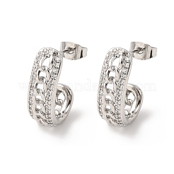 Brass Micro Pave Clear Cubic Zirconia Stud Earrings&nbsp;EJEW-B153-15P