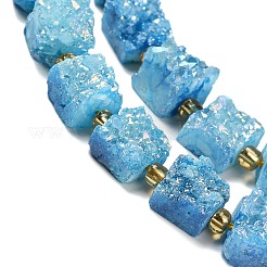 Electroplated Natural Druzy Agate Beads Strands&nbsp;G-G289-01G