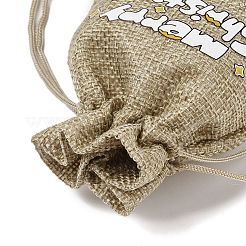 Christmas Printed Burlap Packing Pouches Drawstring Bags&nbsp;ABAG-Q053-02A-04