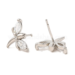 Dragonfly Platinum Brass Stud Earrings&nbsp;EJEW-L270-09P-01