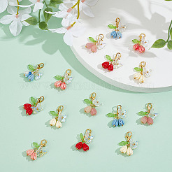 20Pcs 5 Colors Rose Butterfly Resin Pendant Decoration&nbsp;HJEW-GO00218