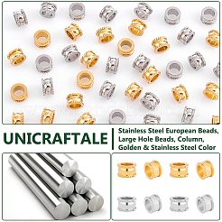 40Pcs 2 Colors 304 Stainless Steel European Beads&nbsp;STAS-UN0059-27