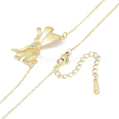 304 Stainless Steel Crystal Rhinestone Cable Chain Bowknot Pendant Necklaces for Women&nbsp;NJEW-C055-08G