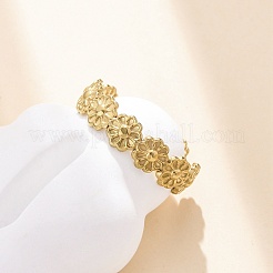 304 Stainless Steel Open Cuff Ring for Women&nbsp;RJEW-Z083-01G