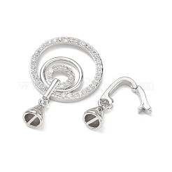 Brass Micro Pave Clear Cubic Zirconia Fold Over Clasps&nbsp;KK-K428-04P