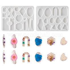 2Pcs 2 Style DIY Geometrical/Irregular Shape Pendants Silicone Molds&nbsp;DIY-TA0004-58
