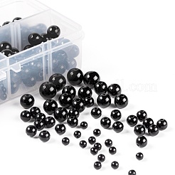 340Pcs 4 Sizes Synthetic Black Stone Beads Strands&nbsp;G-LS0001-10