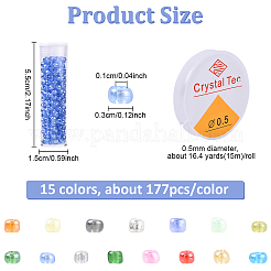 120G 15 Colors DIY Round Glass Seed Beads Bracelets Making Kits&nbsp;SEED-YW0003-14