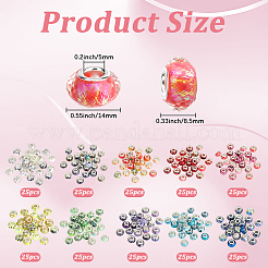 250Pcs 10 Colors Printed Transparent Resin European Beads&nbsp;RESI-PA0001-21