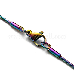 Ion Plating(IP) 304 Stainless Steel Round Snake Chain Necklace with Oval Beaded&nbsp;NJEW-E098-04RC